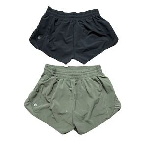 Lululemon Hotty Hot Athletic Shorts Black & Green Bundle Women's Size 6